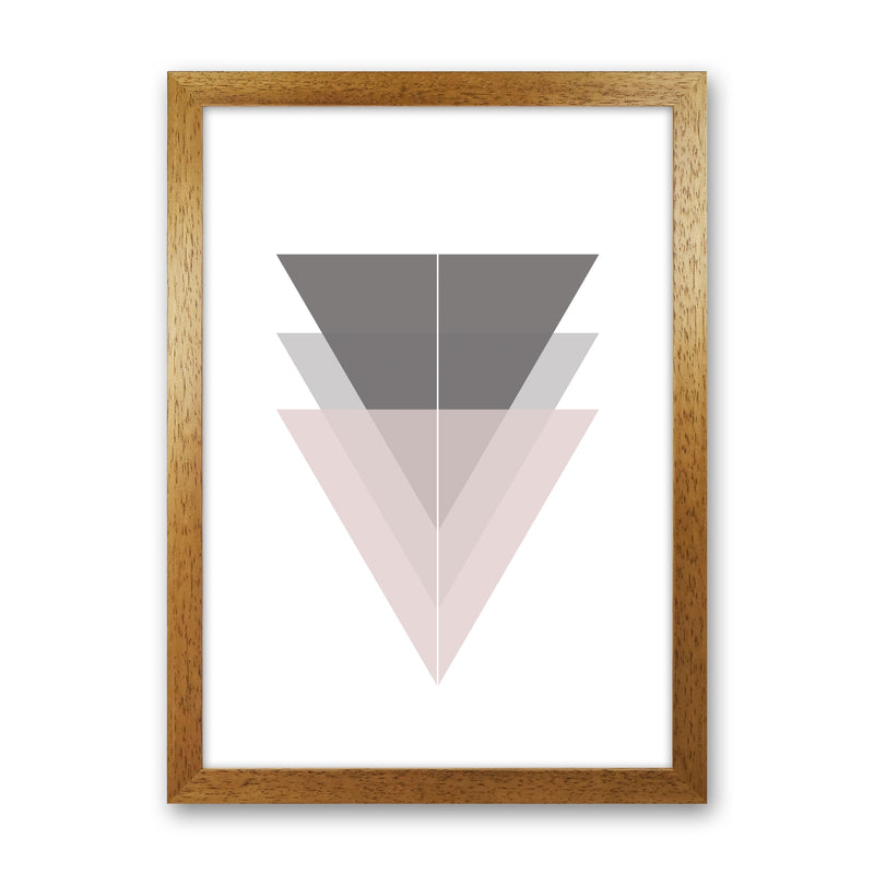 Black, Grey and Pink Abstract Triangles Modern Print Oak Grain