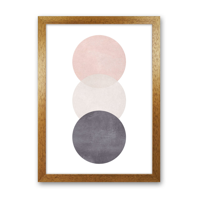 Cotton, Pink And Grey Abstract Circles Modern Print Oak Grain
