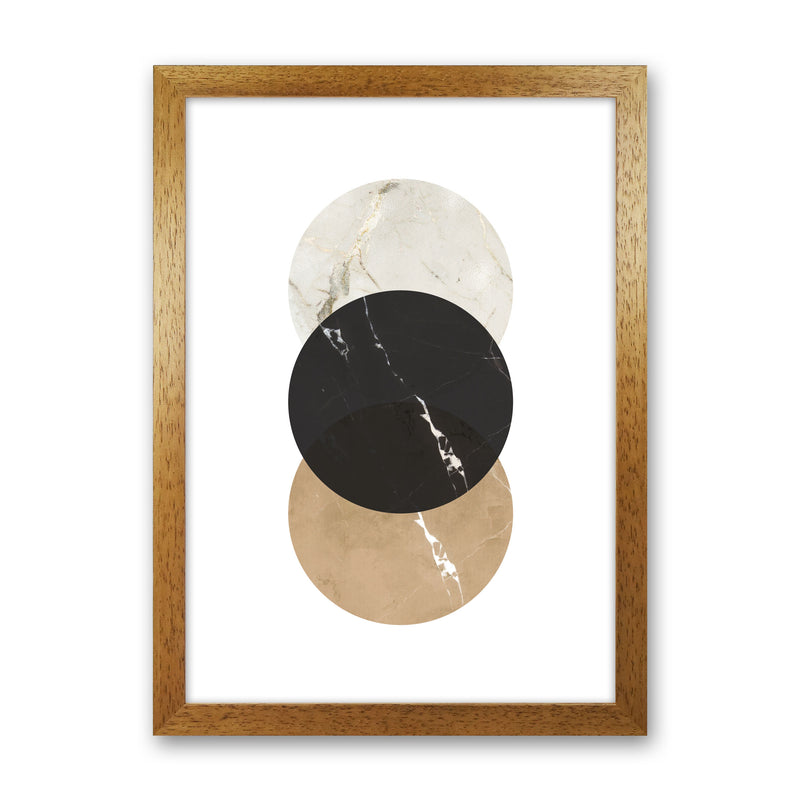 Gold, Beige And Black Marble Abstract Circles Modern Print Oak Grain