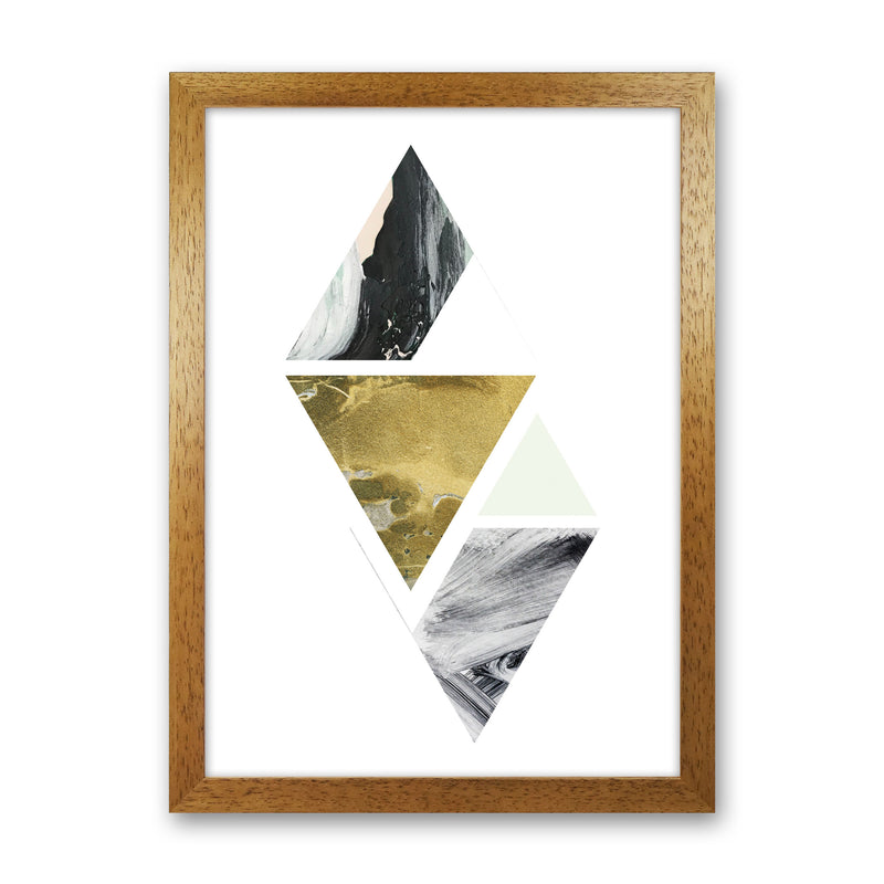 Textured Peach, Green And Grey Abstract Triangles Modern Print Oak Grain