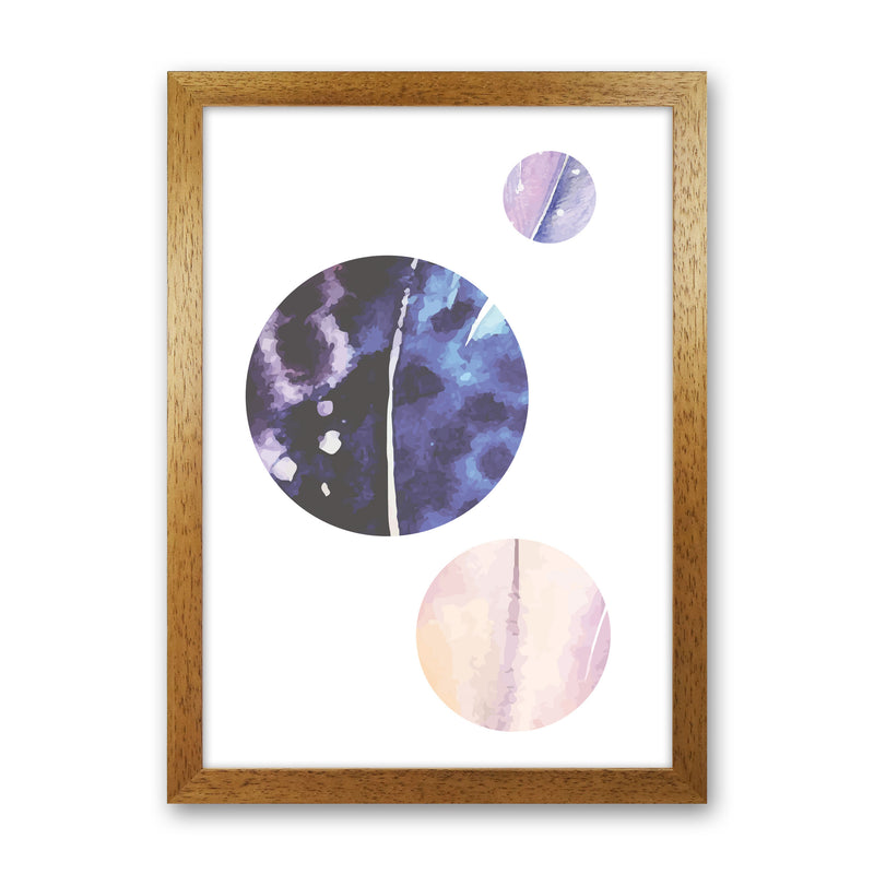 Pink And Purple Watercolour Planets Abstract Modern Print Oak Grain