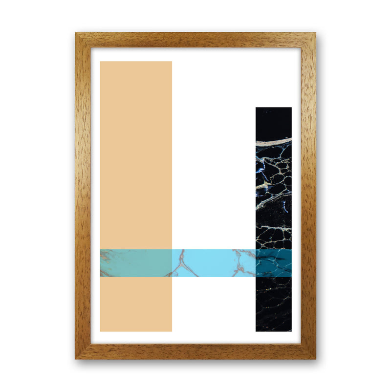 Blue Sand Abstract Rectangles Modern Print Oak Grain