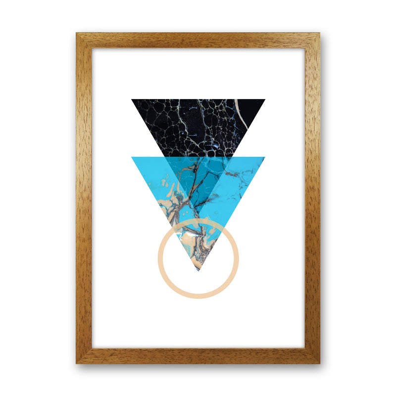Blue Sand Abstract Triangles Modern Print Oak Grain