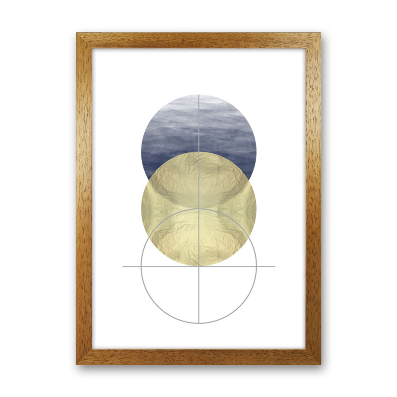 Navy And Gold Abstract Circles Modern Print Oak Grain
