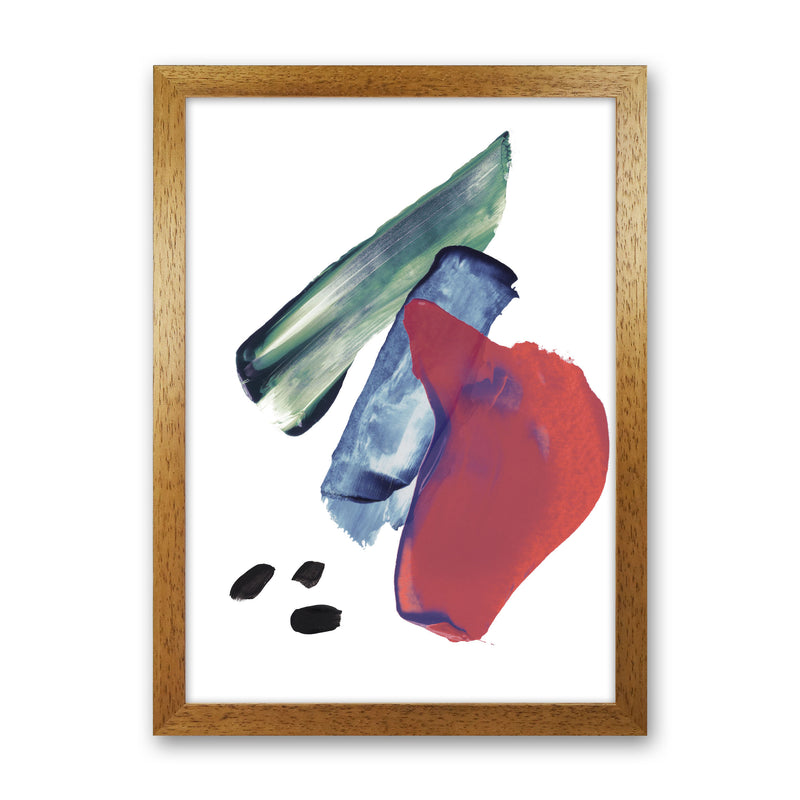 Red And Blue Mixed Watercolour Abstract Modern Print Oak Grain