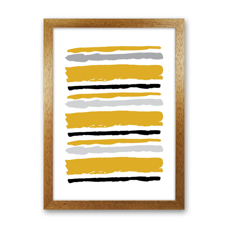 Mustard Contrast Abstract Stripes Modern Print Oak Grain