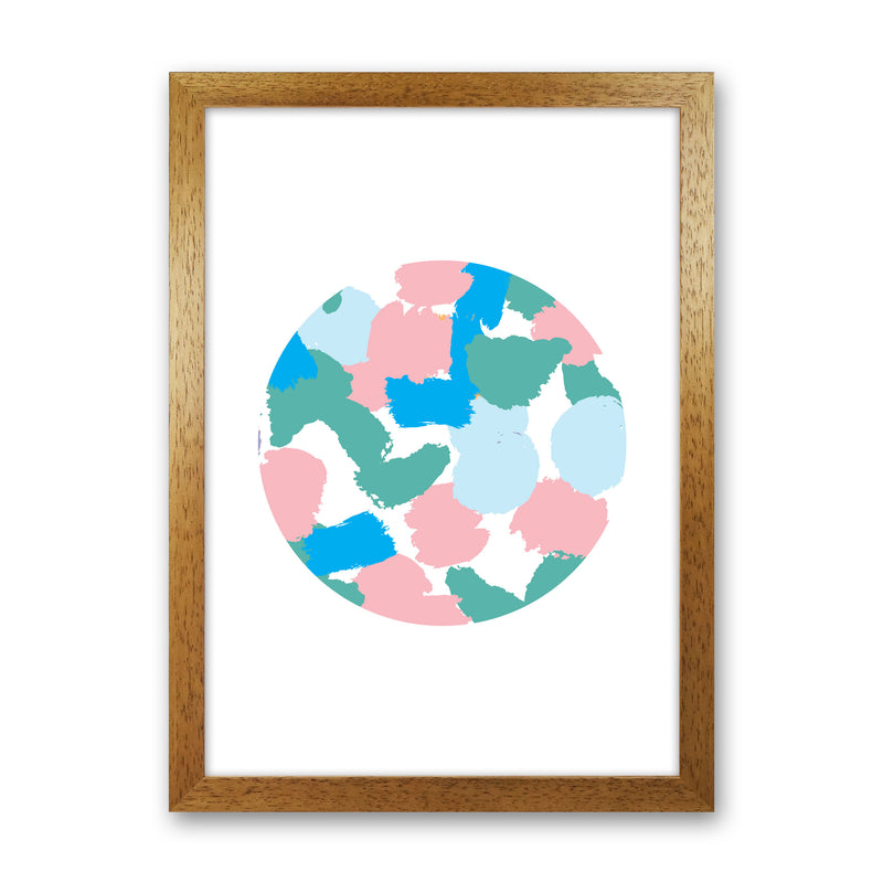 Pink And Green Paint Splodge Circle Abstract Modern Print Oak Grain