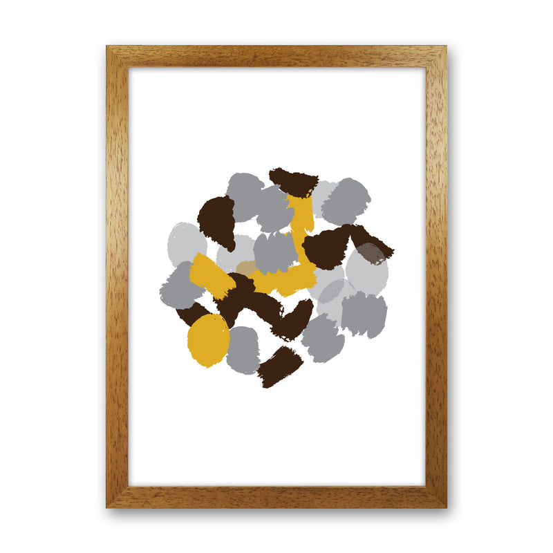 Mustard Abstract Paint Splodge Modern Print Oak Grain
