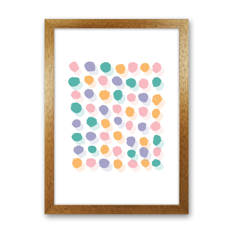 Pink Polka Dots Abstract Modern Print Oak Grain