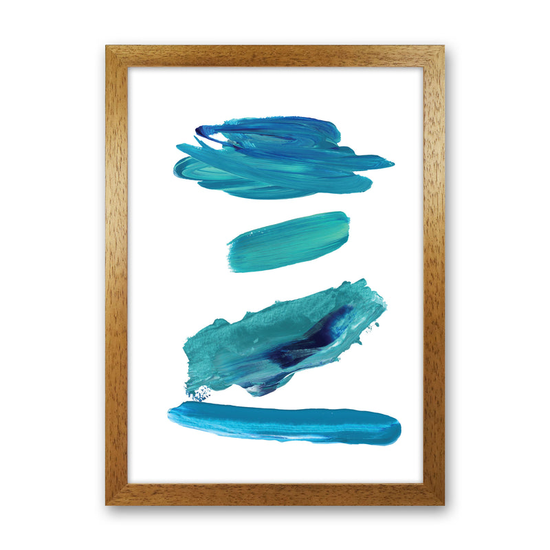 Turquoise Abstract Paint Strokes Modern Print Oak Grain