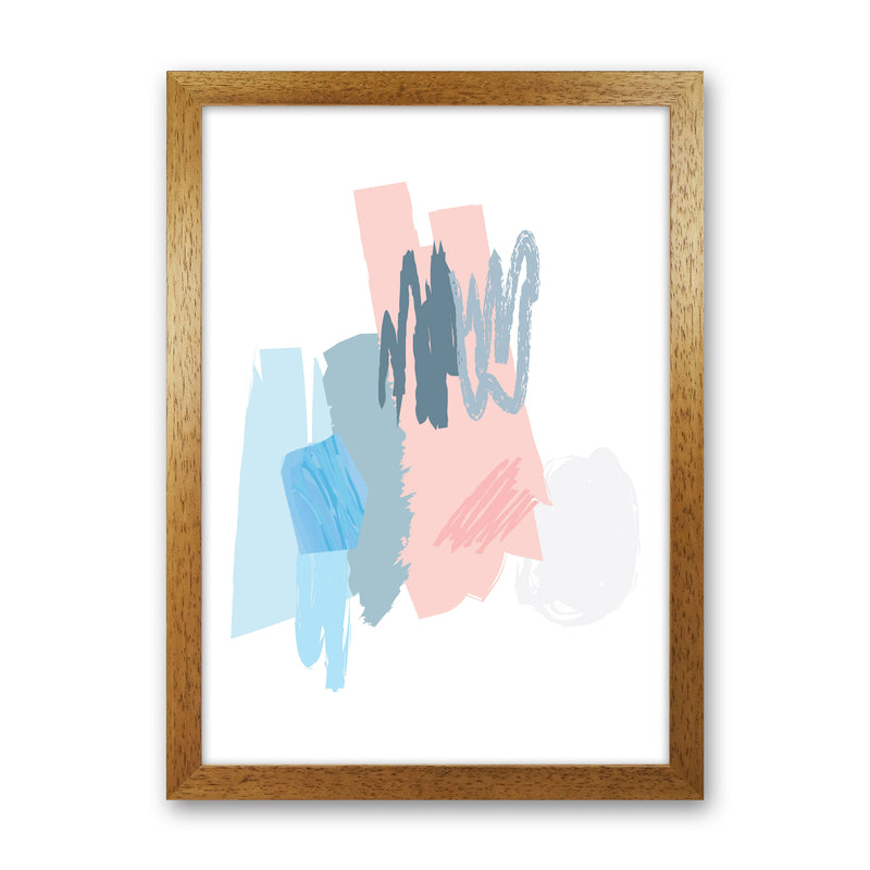 Blue And Pink Abstract Scribbles Modern Print Oak Grain