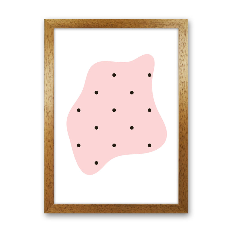 Abstract Pink Shape With Polka Dots Modern Print Oak Grain