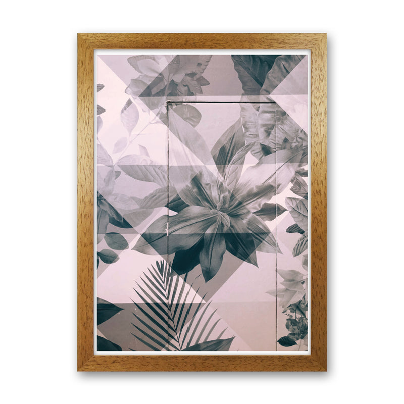 Abstract Retro Flower Pattern Modern Print Oak Grain