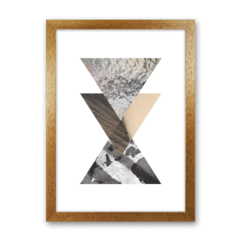 Sand, Glass And Shadow Abstract Triangles Modern Print Oak Grain