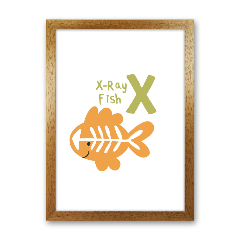 Alphabet Animals, X Is For X-Ray Fish, Nursey Wall Art Poster Oak Grain