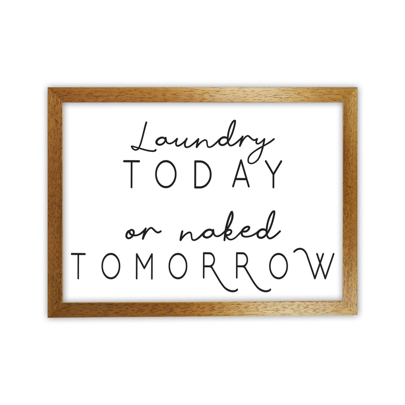 Laundry Today Landscape, Bathroom Modern Print, Framed Bathroom Wall Art Oak Grain