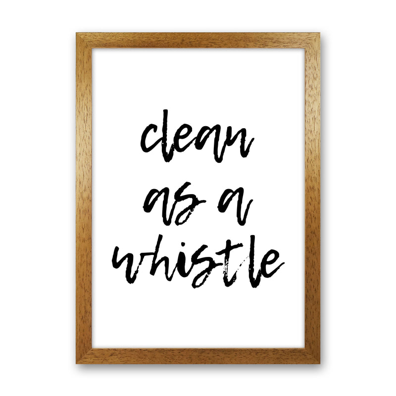 Clean As A Whistle, Bathroom Modern Print, Framed Bathroom Wall Art Oak Grain