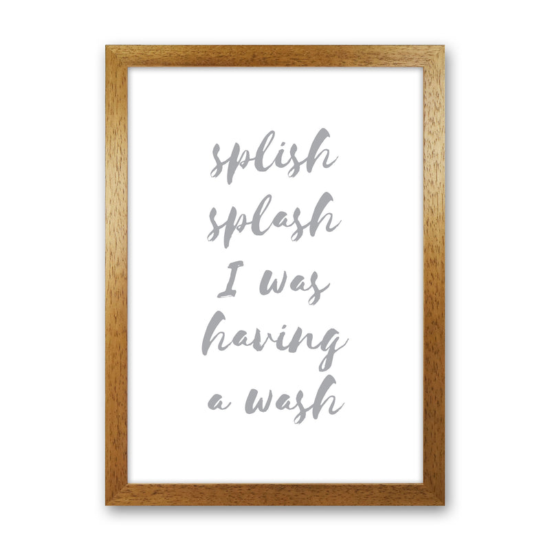 Splish Splash Grey, Bathroom Modern Print, Framed Bathroom Wall Art Oak Grain