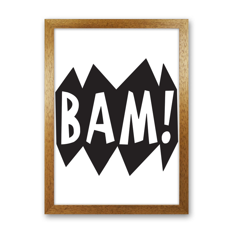 BAM! Black Framed Nursey Wall Art Print Oak Grain