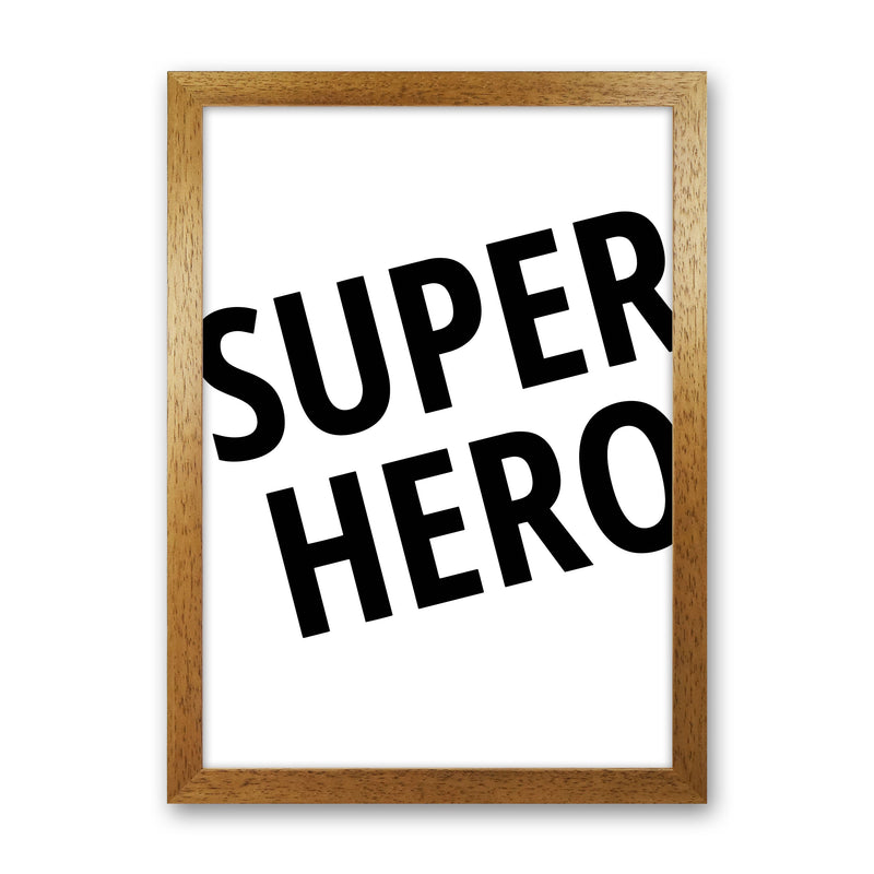 Superhero Framed Nursey Wall Art Print Oak Grain