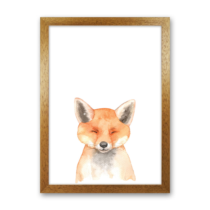 Forest Friends, Cute Fox Modern Print Animal Art Print Oak Grain