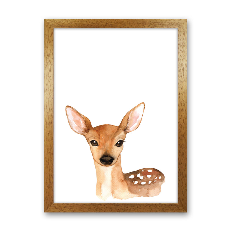 Forest Friends, Cute Deer Modern Print Animal Art Print Oak Grain