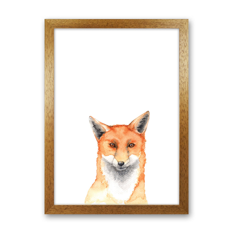 Forest Friends, Fox Modern Print Animal Art Print Oak Grain
