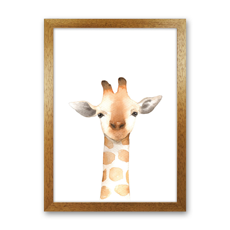 Forest Friends, Cute Giraffe Modern Print Animal Art Print Oak Grain