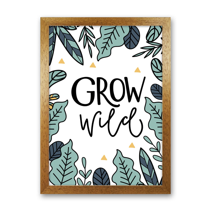 Grow Wild Floral Modern Print, Framed Kitchen Wall Art Oak Grain