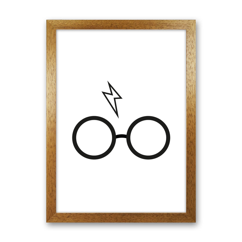Harry Potter Glasses And Scar Framed Nursey Wall Art Print Oak Grain