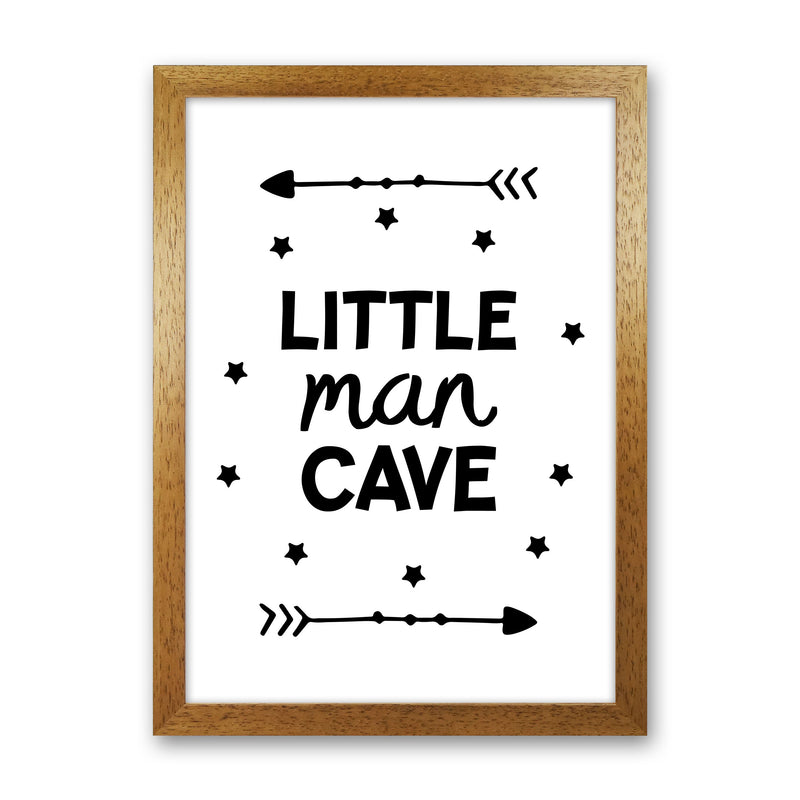 Little Man Cave Black Arrows Framed Nursey Wall Art Print Oak Grain