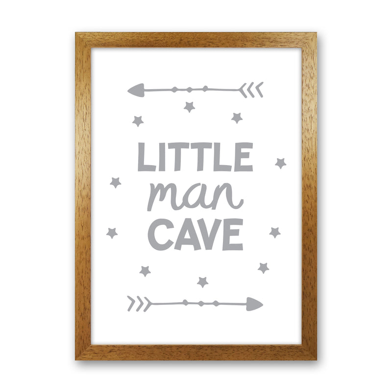 Little Man Cave Grey Arrows Framed Nursey Wall Art Print Oak Grain