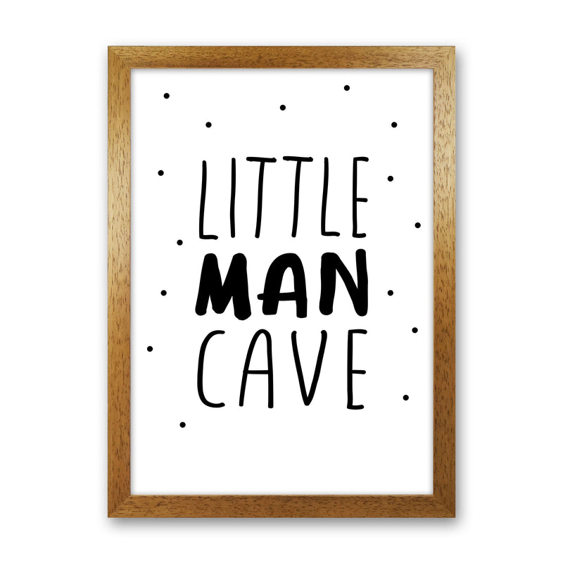 Little Man Cave Black Dots Framed Nursey Wall Art Print Oak Grain