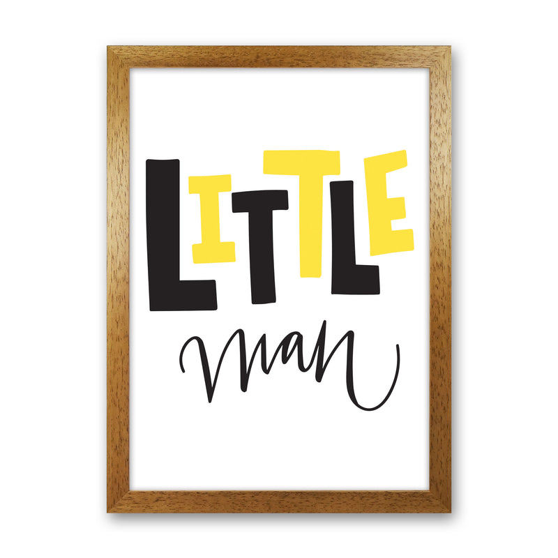 Little Man Yellow And Black Framed Nursey Wall Art Print Oak Grain
