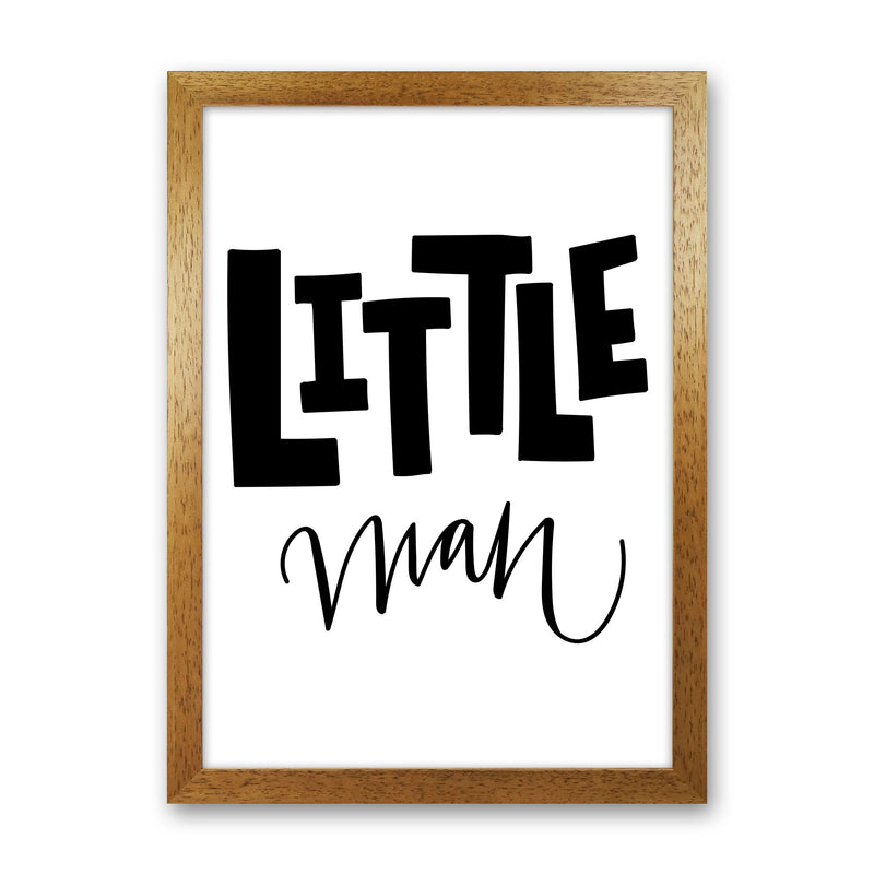 Little Man Black Framed Nursey Wall Art Print Oak Grain