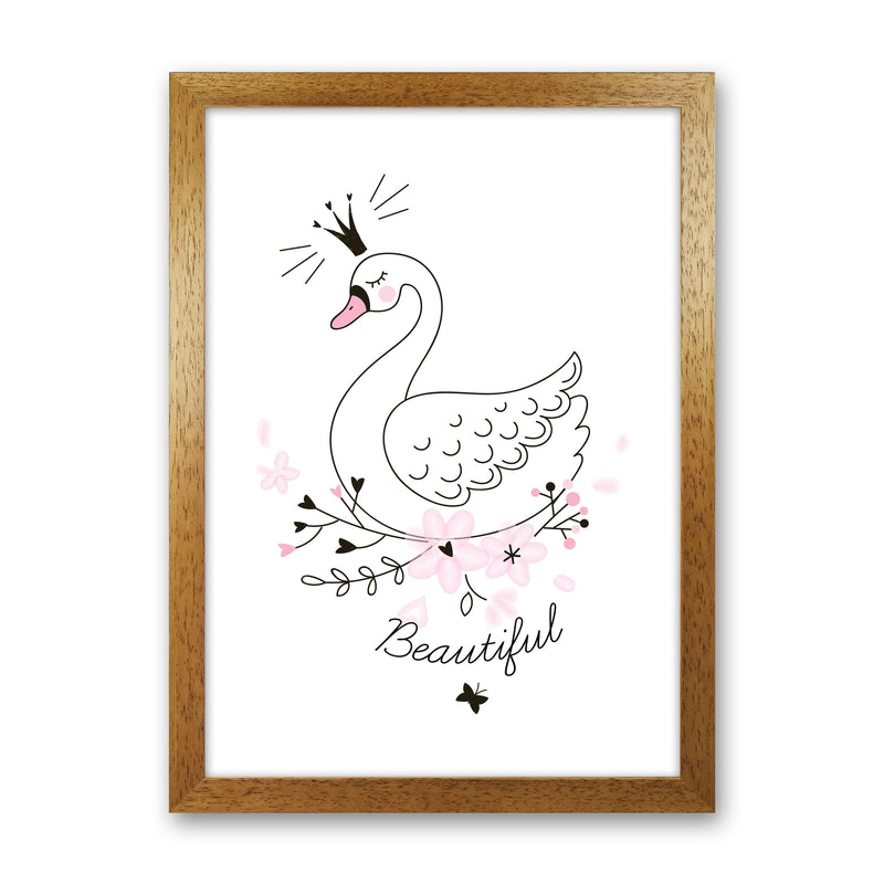Beautiful Swan Modern Print Animal Art Print Oak Grain