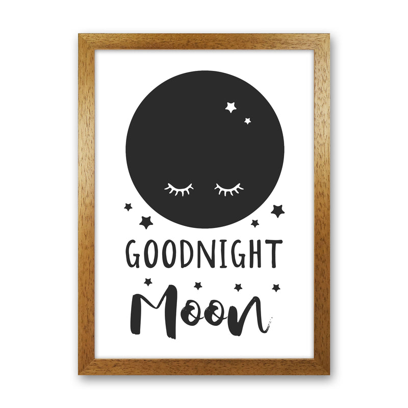 Goodnight Moon Black Framed Nursey Wall Art Print Oak Grain