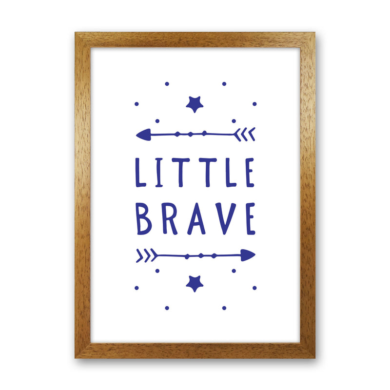 Little Brave Navy Framed Typography Wall Art Print Oak Grain
