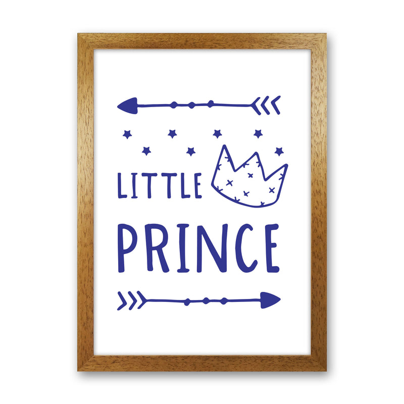 Little Prince Navy Framed Nursey Wall Art Print Oak Grain