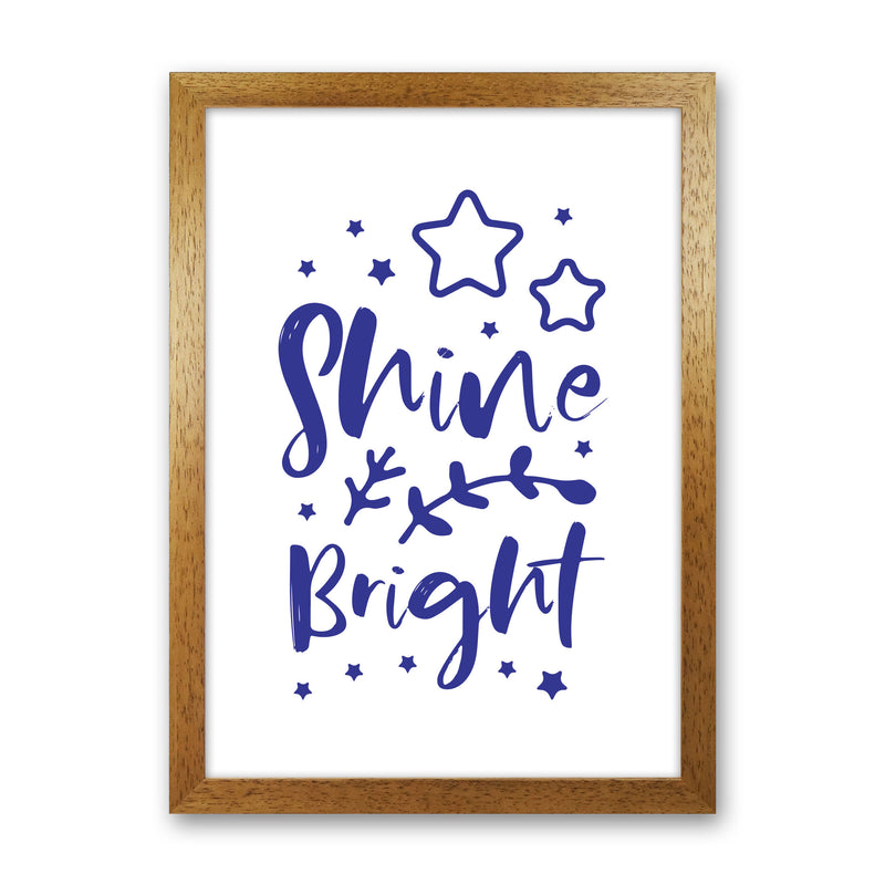 Shine Bright Navy Framed Nursey Wall Art Print Oak Grain