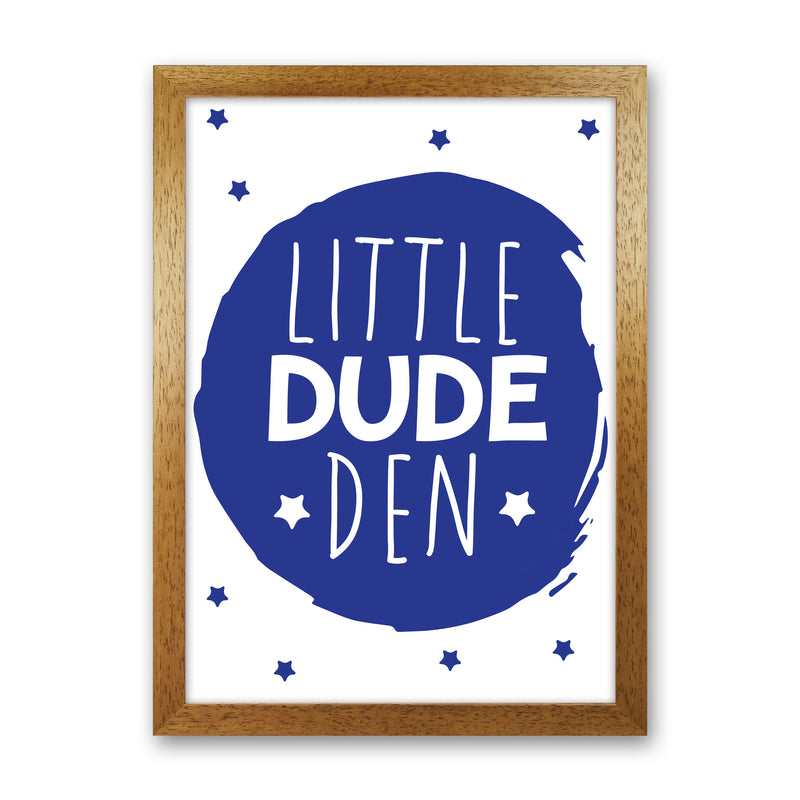 Little Dude Den Navy Circle Framed Nursey Wall Art Print Oak Grain