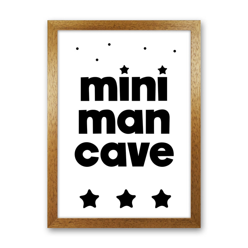 Mini Man Cave Black Framed Nursey Wall Art Print Oak Grain