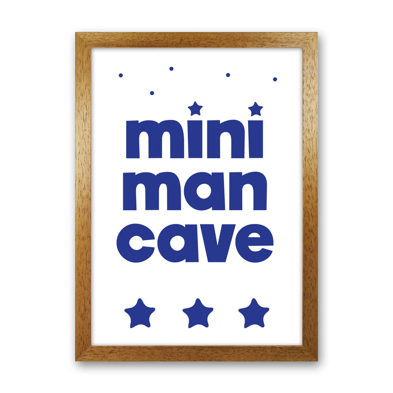 Mini Man Cave Navy Framed Nursey Wall Art Print Oak Grain