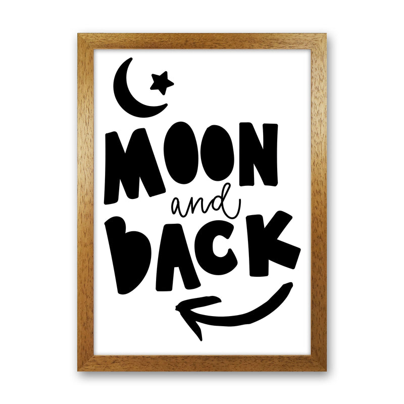 Moon And Back Black Framed Typography Wall Art Print Oak Grain
