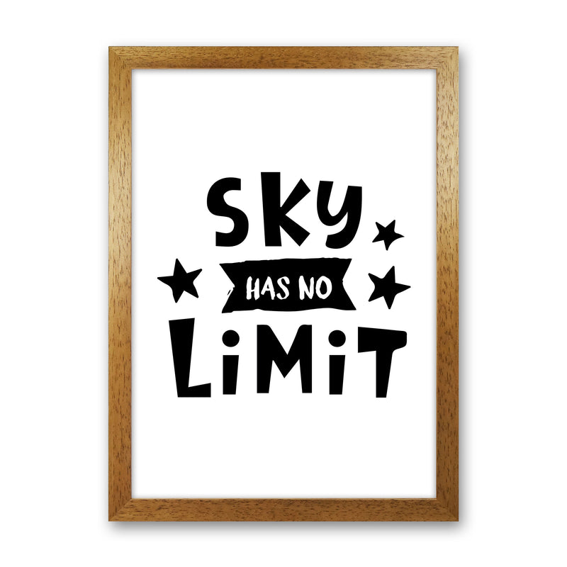 Sky Has No Limit Framed Nursey Wall Art Print Oak Grain