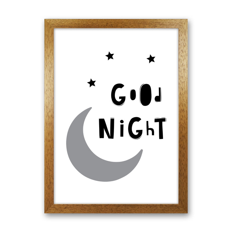 Good Night Moon Framed Nursey Wall Art Print Oak Grain