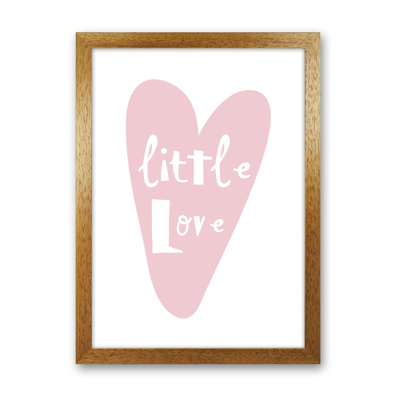 Little Love Heart Framed Nursey Wall Art Print Oak Grain