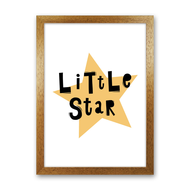 Little Star Scandi Framed Typography Wall Art Print Oak Grain