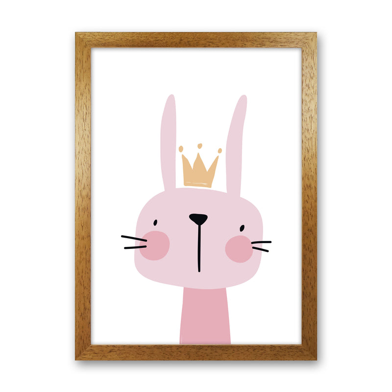 Pink Bunny Modern Print Animal Art Print Oak Grain