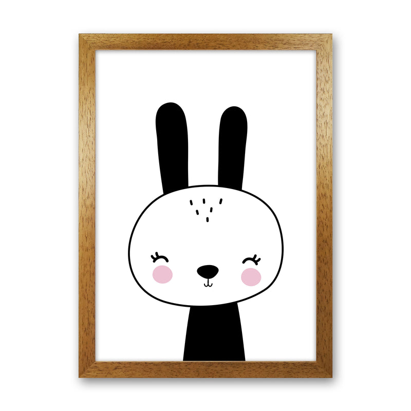 Black And White Scandi Bunny Modern Print Animal Art Print Oak Grain